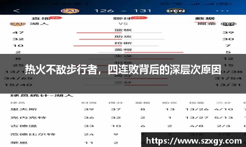热火不敌步行者，四连败背后的深层次原因